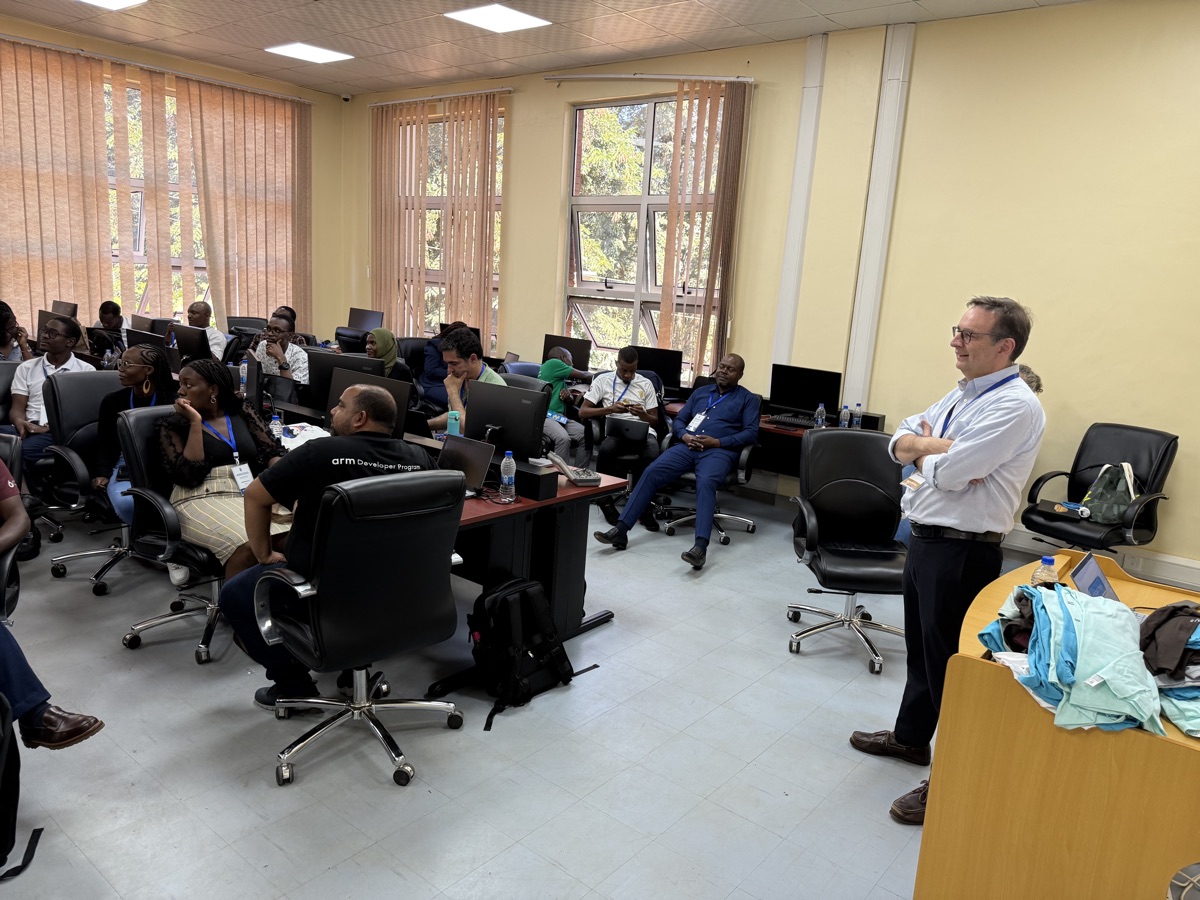 Full classroom of students at TinyML workshop, University of Malawi