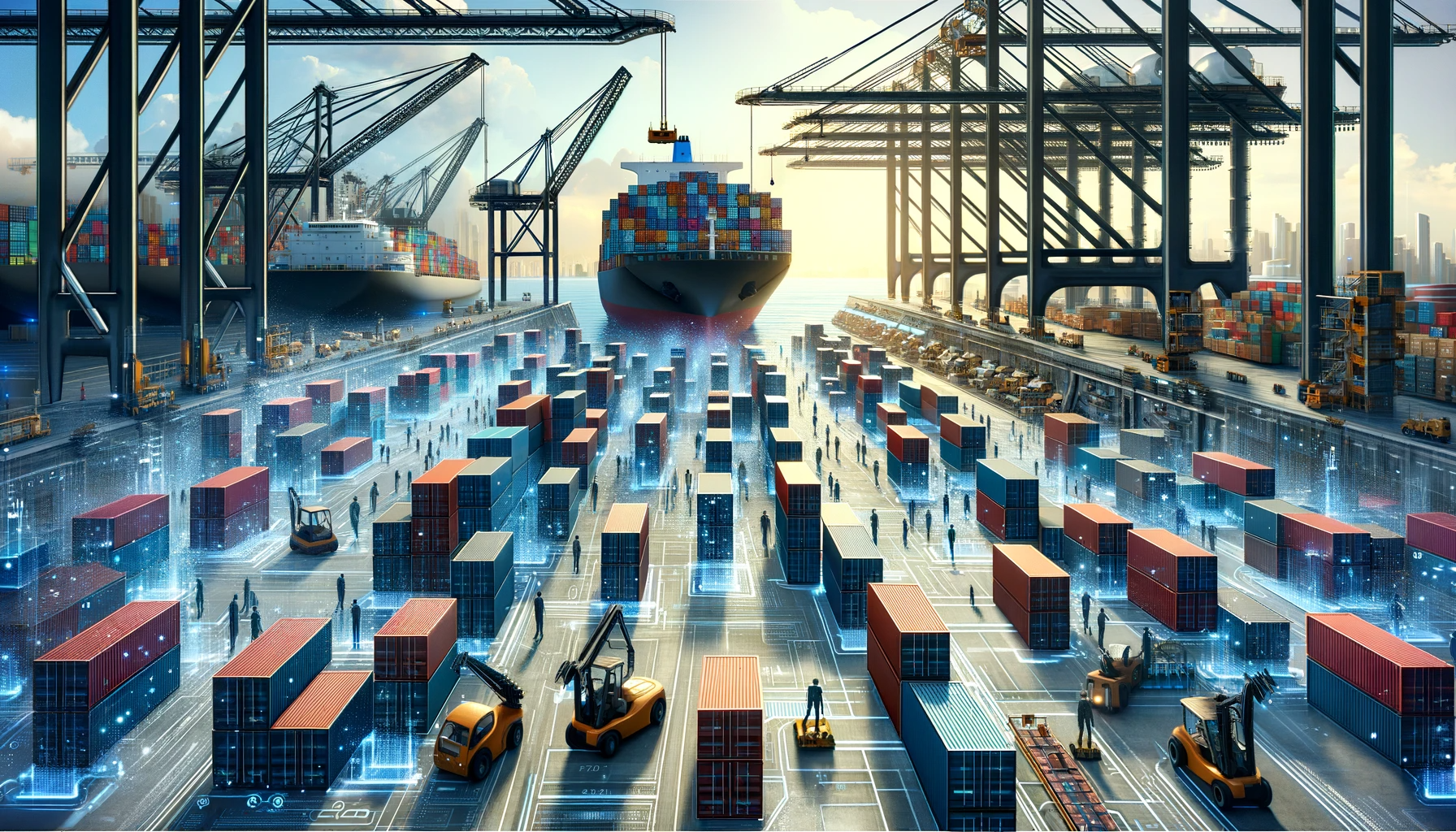 DALL·E 3 Prompt: A conceptual illustration depicting efficiency in artificial intelligence using a shipyard analogy. The scene shows a bustling shipyard where containers represent bits or bytes of data. These containers are being moved around efficiently by cranes and vehicles, symbolizing the streamlined and rapid information processing in AI systems. The shipyard is meticulously organized, illustrating the concept of optimal performance within the constraints of limited resources. In the background, ships are docked, representing different platforms and scenarios where AI is applied. The atmosphere should convey advanced technology with an underlying theme of sustainability and wide applicability.