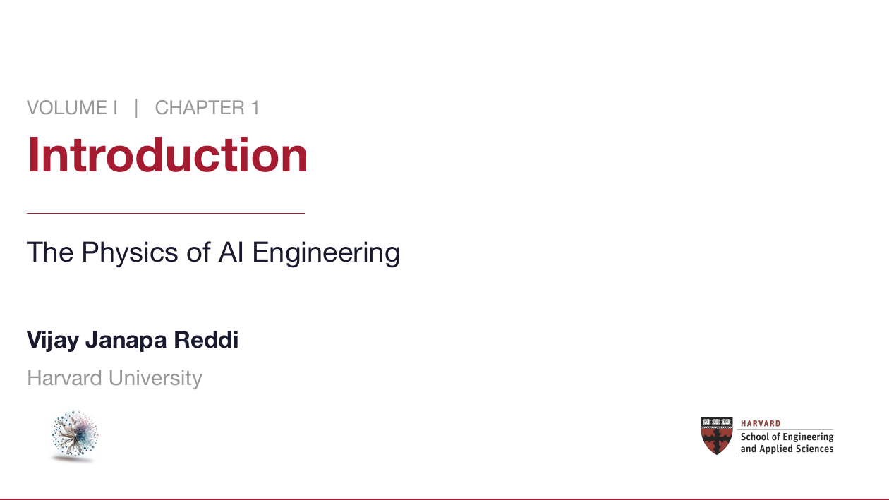 Chapter 1 title slide: Introduction — The Physics of AI Engineering