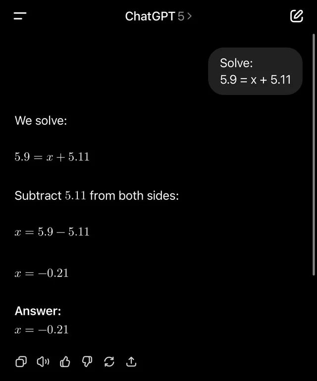 ChatGPT struggling with decimal number comparison